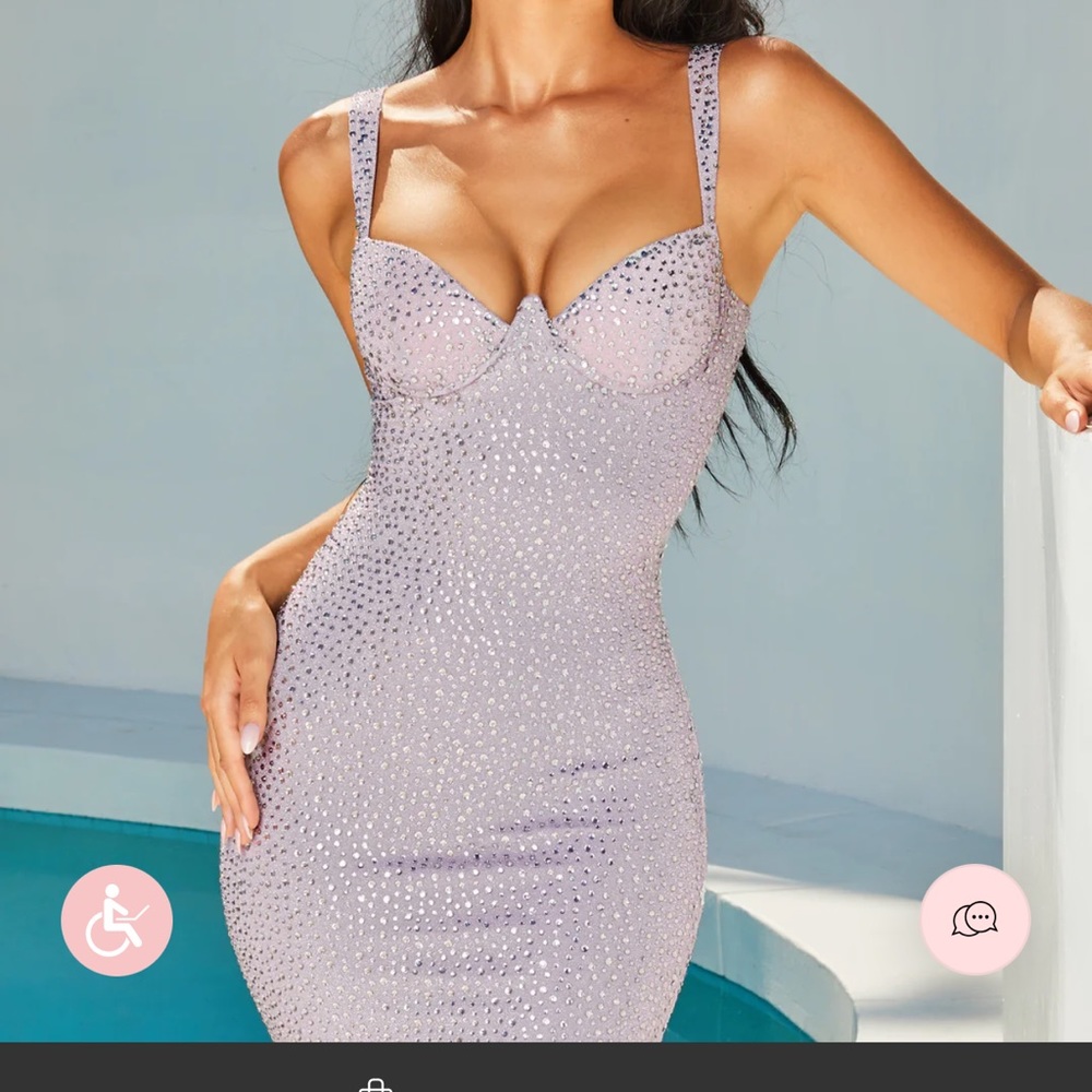 Oh Polly Under Your Spell Underwired Embellished Mini Dress in Lilac